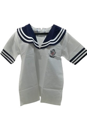 WHITE TOP WITH NAVY BLUE BORDER | MANSUKHBAHI KOTHARI NATIONAL SCHOOL, KONDHWA