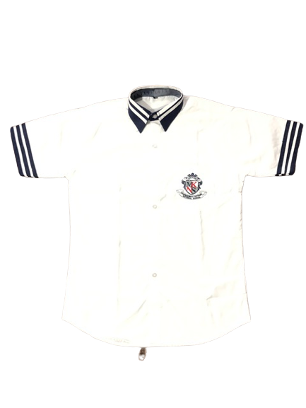 WHITE SHIRT WITH NAVY BLUE STRIPS