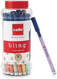 Cello Bling Pastel Ball Pen | Blue Ball Pen | Jar of 25 Units | Best Ball Pens for Smooth Writing | Ball Point Pen Set | Pens for Students | Office Stationery Items | Best pen for Exam