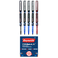 Reynolds TRIMAX RollerBall Pen SET - 5 PENS (3 BLUE 1 BLACK 1 RED)| ROLLER BALL PEN FOR WRITING | PEN FOR STUDENTS & OFFICE STATIONERY | 0.5 mm TIP SIZE